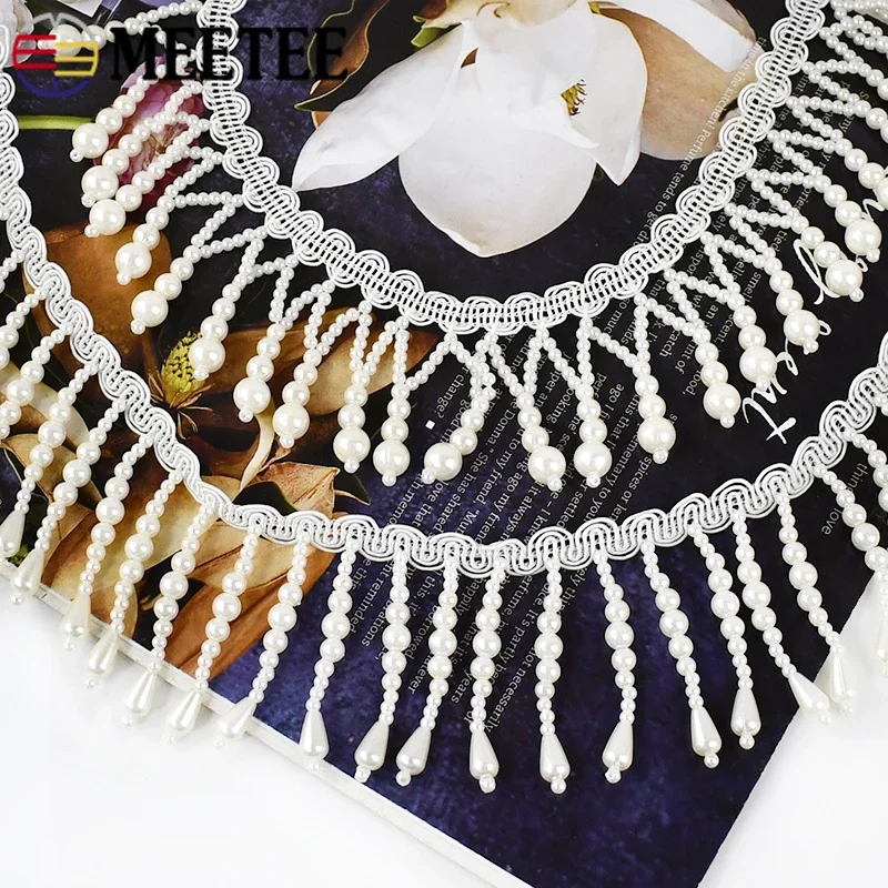 Fringe Ribbon Sewing - 1/2Yards Pearl Beaded Tassel Fringe Sewing