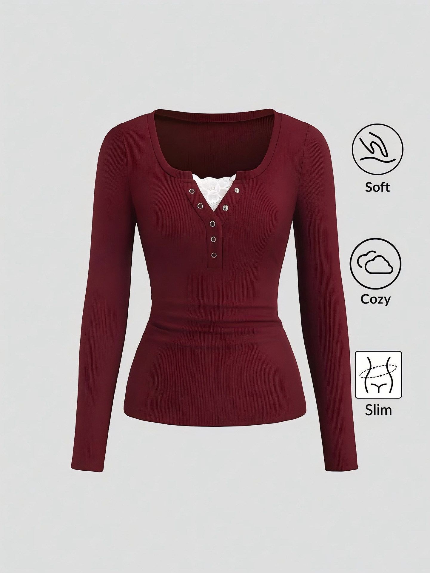 Women American Henley V Neck B - Embellish Knit ulasan dan harga