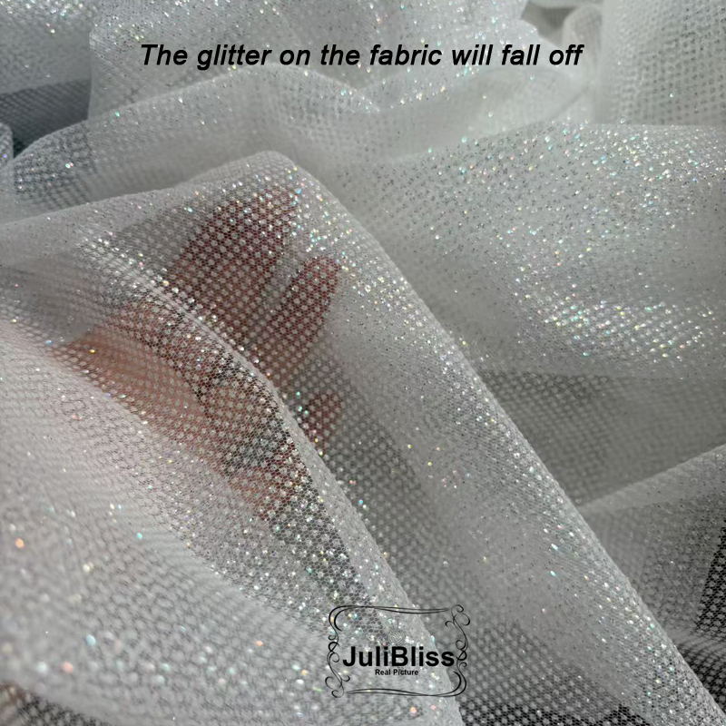 Shimmering White Glitter Tulle - Sequin Fabric Panel ulasan dan harga