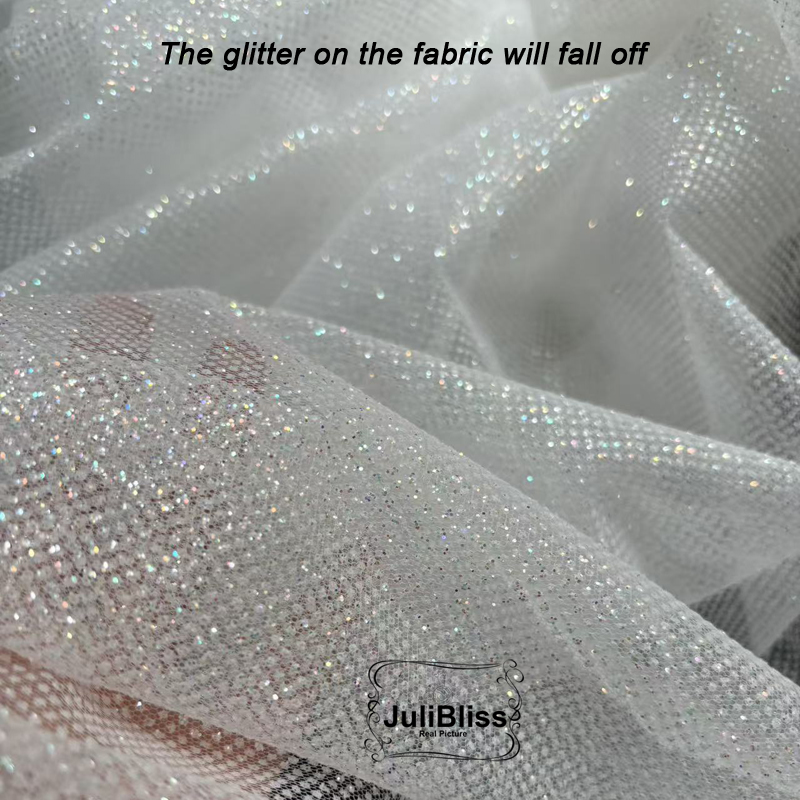 Shimmering White Glitter Tulle - Sequin Fabric Panel ulasan dan harga