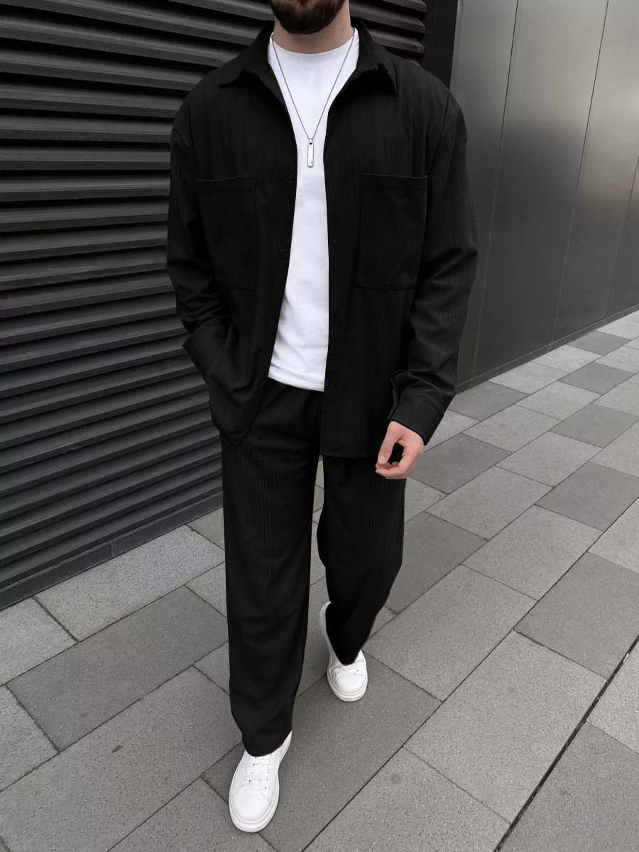 Men's Corduroy Two-Piece Outfi - Embellish Knit ulasan dan harga