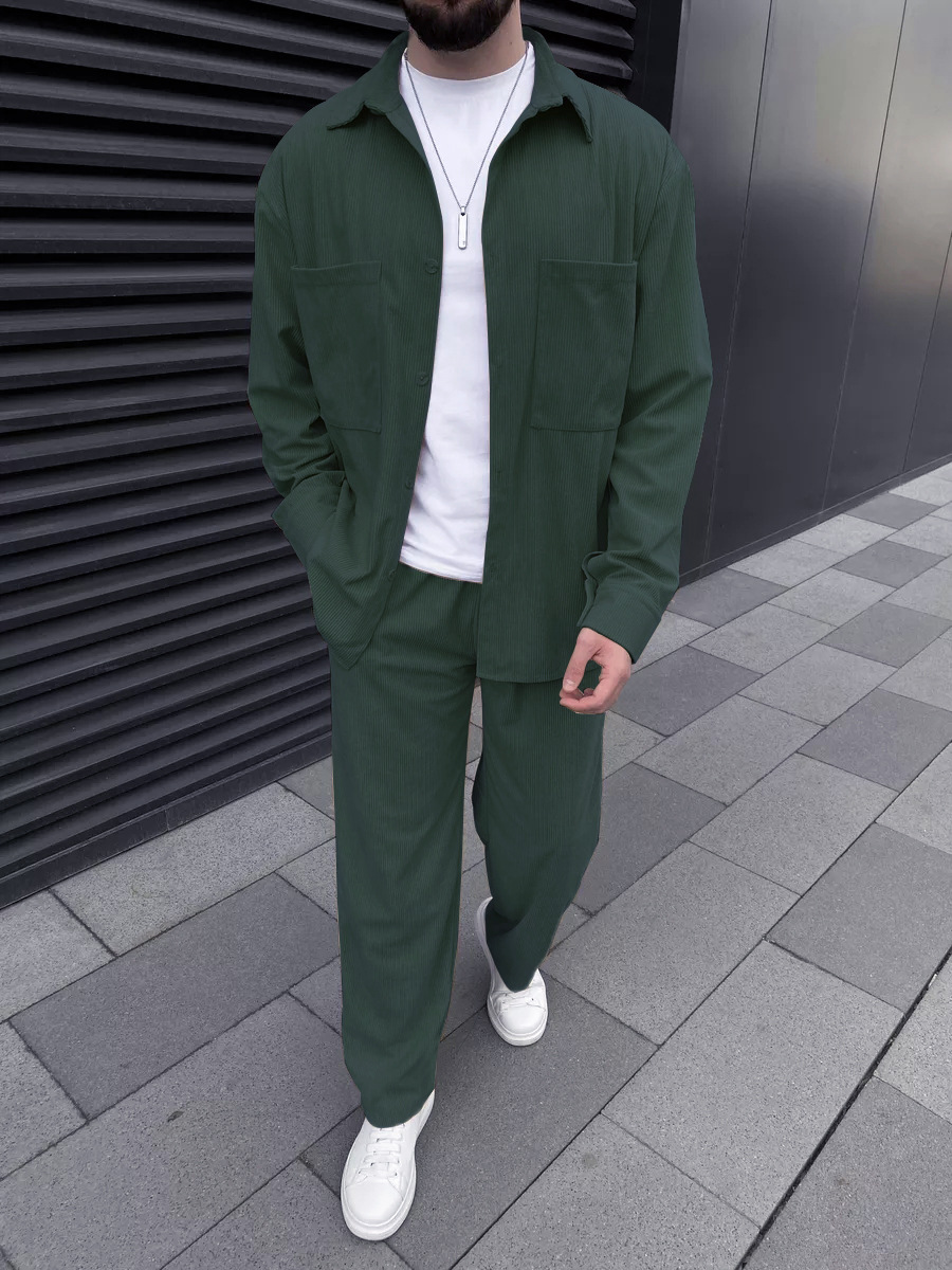 Men's Corduroy Two-Piece Outfi - Embellish Knit ulasan dan harga