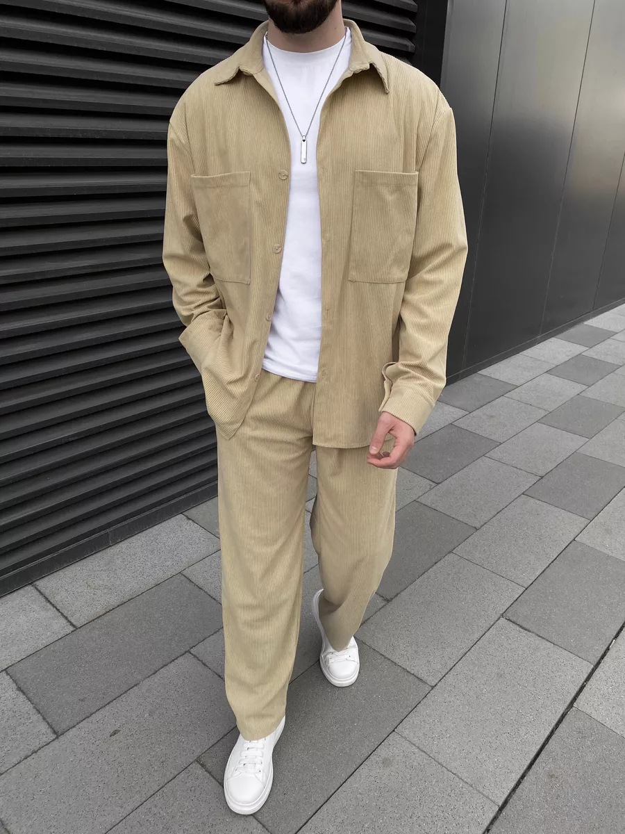 Men's Corduroy Two-Piece Outfi - Embellish Knit ulasan dan harga