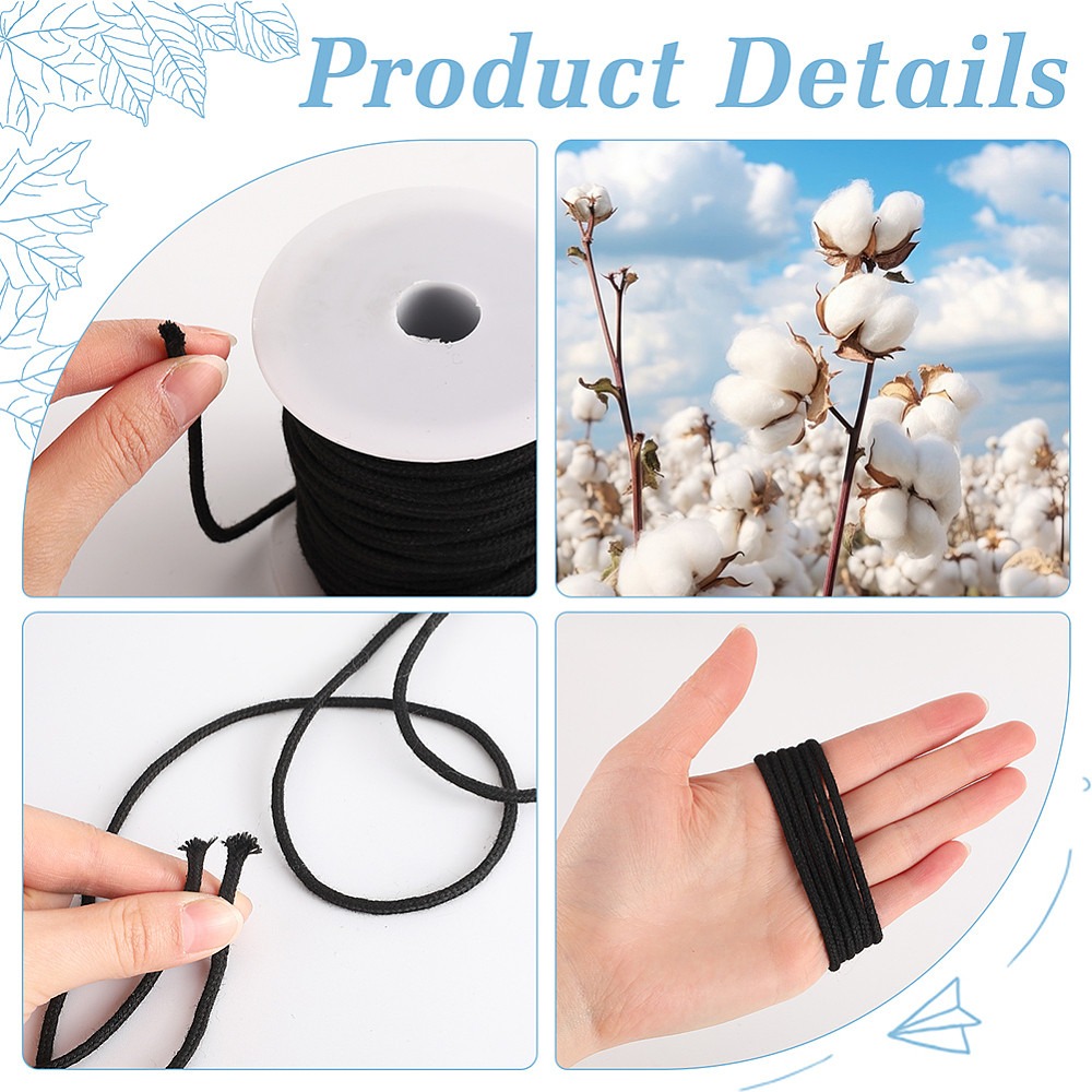 4mm 33 Yards Black Cotton Rope - Cord Trim Twisted ulasan dan harga